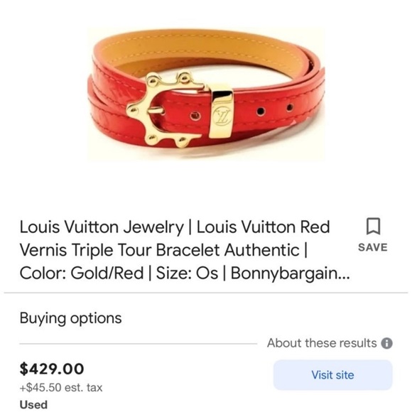 Louis Vuitton Jewelry Monogram Red Patent Leather Triple Loop Bracelet pre loved - Picture 2 of 13